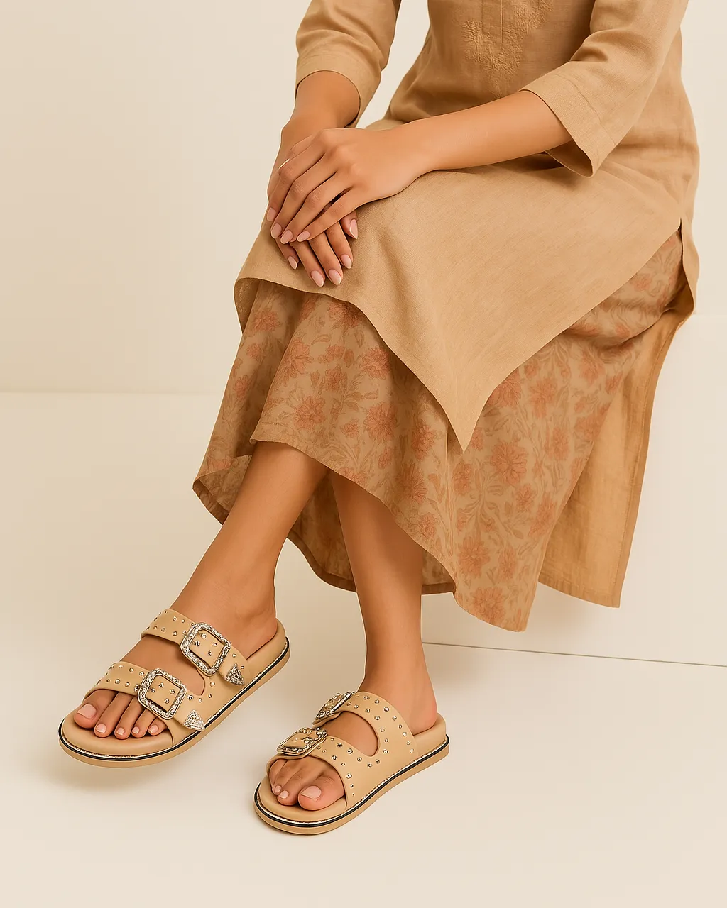 Famous Taylor Swift Slider Sandals - Taupe