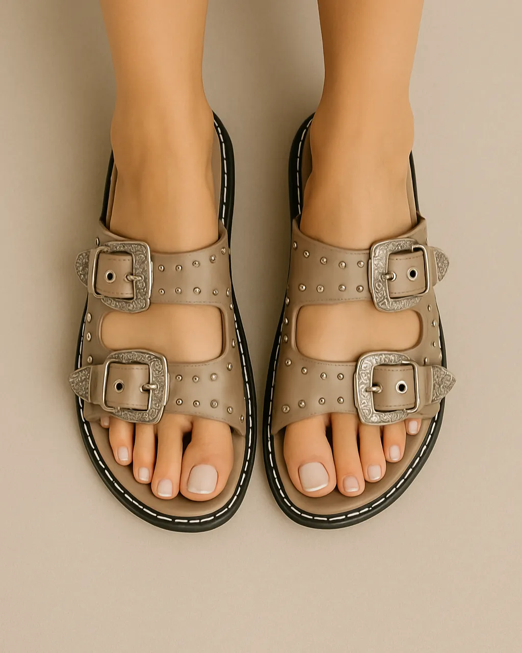 Famous Taylor Swift Slider Sandals - Taupe