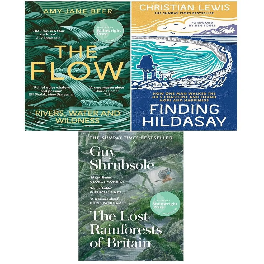 Flow Amy-Jane Beer, Lost Rainforests of Britain, Finding Hildasay 3 Books Set
