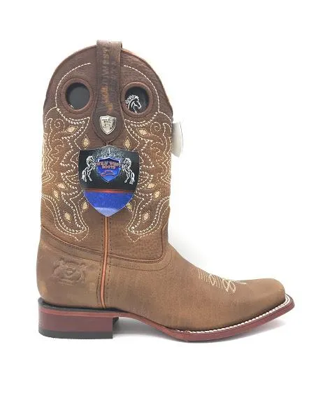 Genuine Leather Square Toe Boot in Rage Honey