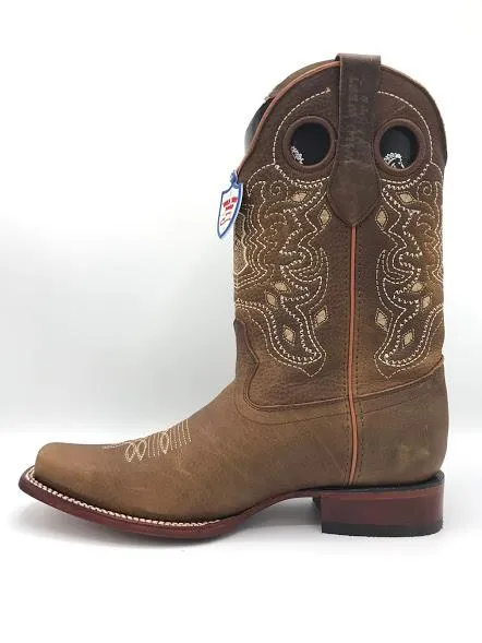 Genuine Leather Square Toe Boot in Rage Honey