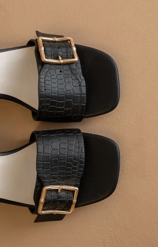 Glendale Bamboo Buckle Sandals- Black