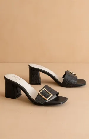 Glendale Bamboo Buckle Sandals- Black