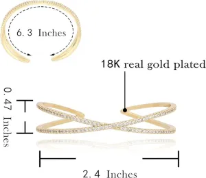 Gold Cuff Bracelet For Women Embellished With Pave Cubic Zirconia Stones | Adjustable | Lightweight | Non Tarnish & Waterproof | Gift For Her