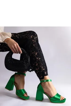 Green Satin Platform Heels Saucedo