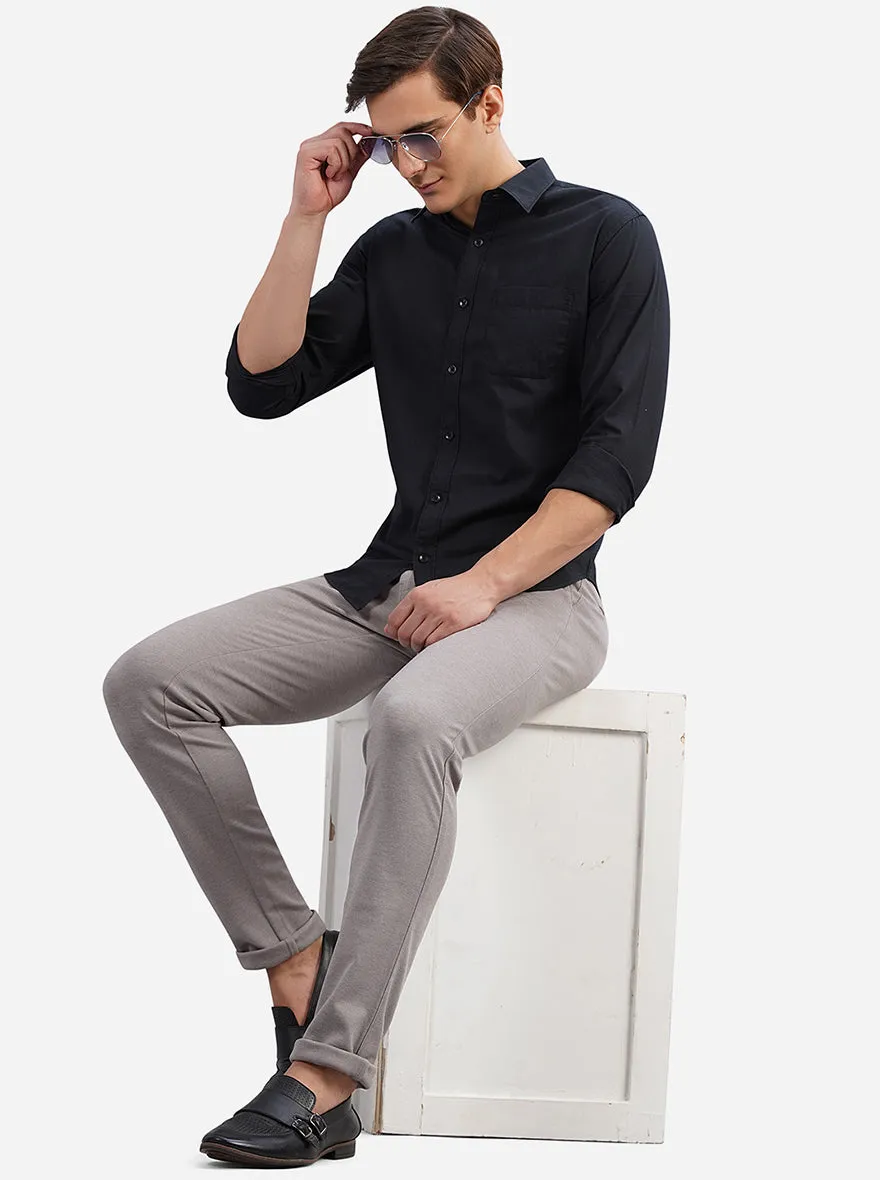 Grey Solid Venice Fit Casual Trouser | JadeBlue