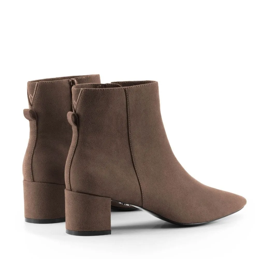 Hedy Vegan Suede Ankle Boots | Sepia