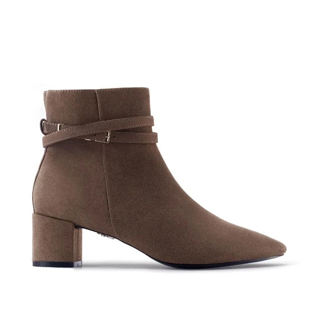 Hedy Vegan Suede Ankle Boots | Sepia