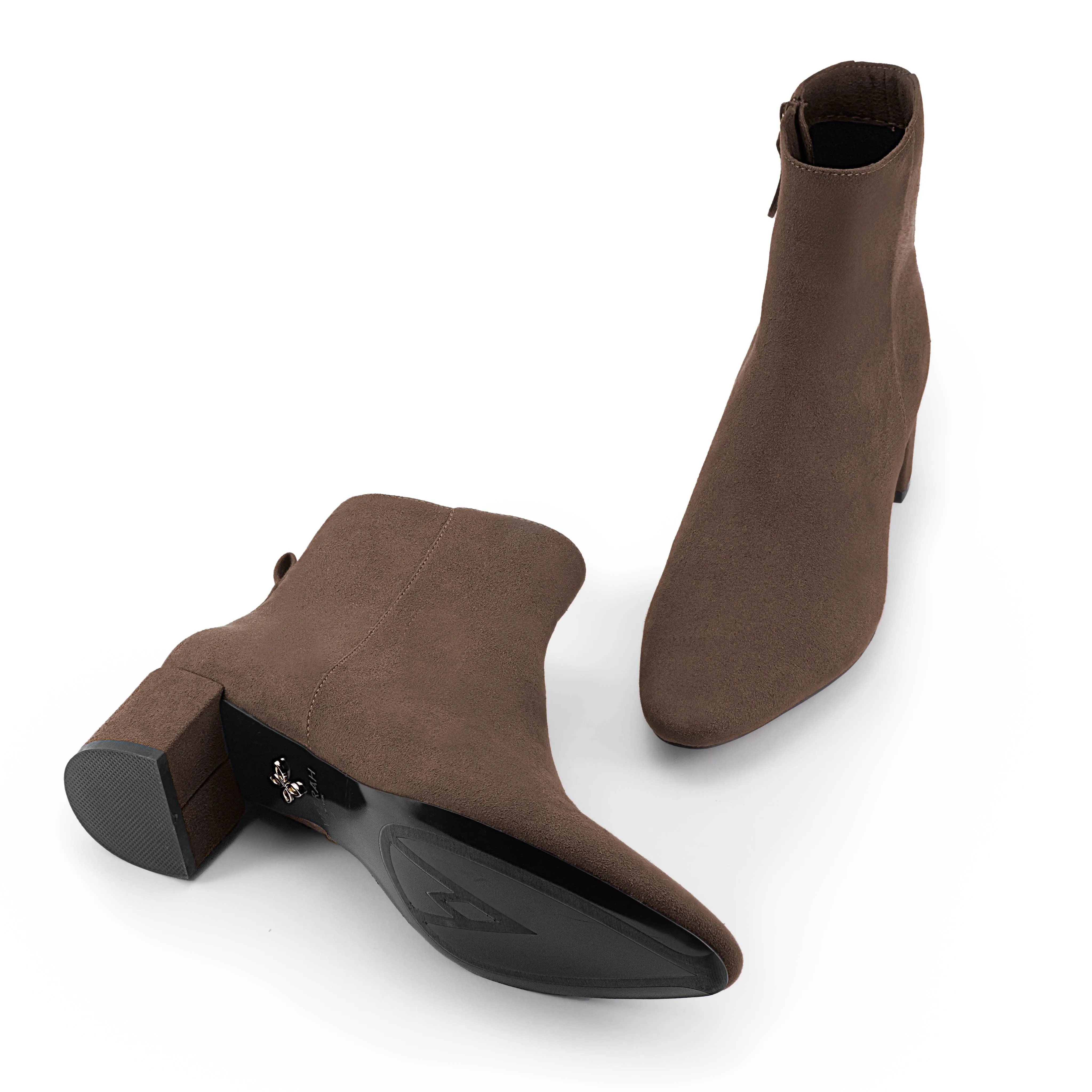 Hedy Vegan Suede Ankle Boots | Sepia