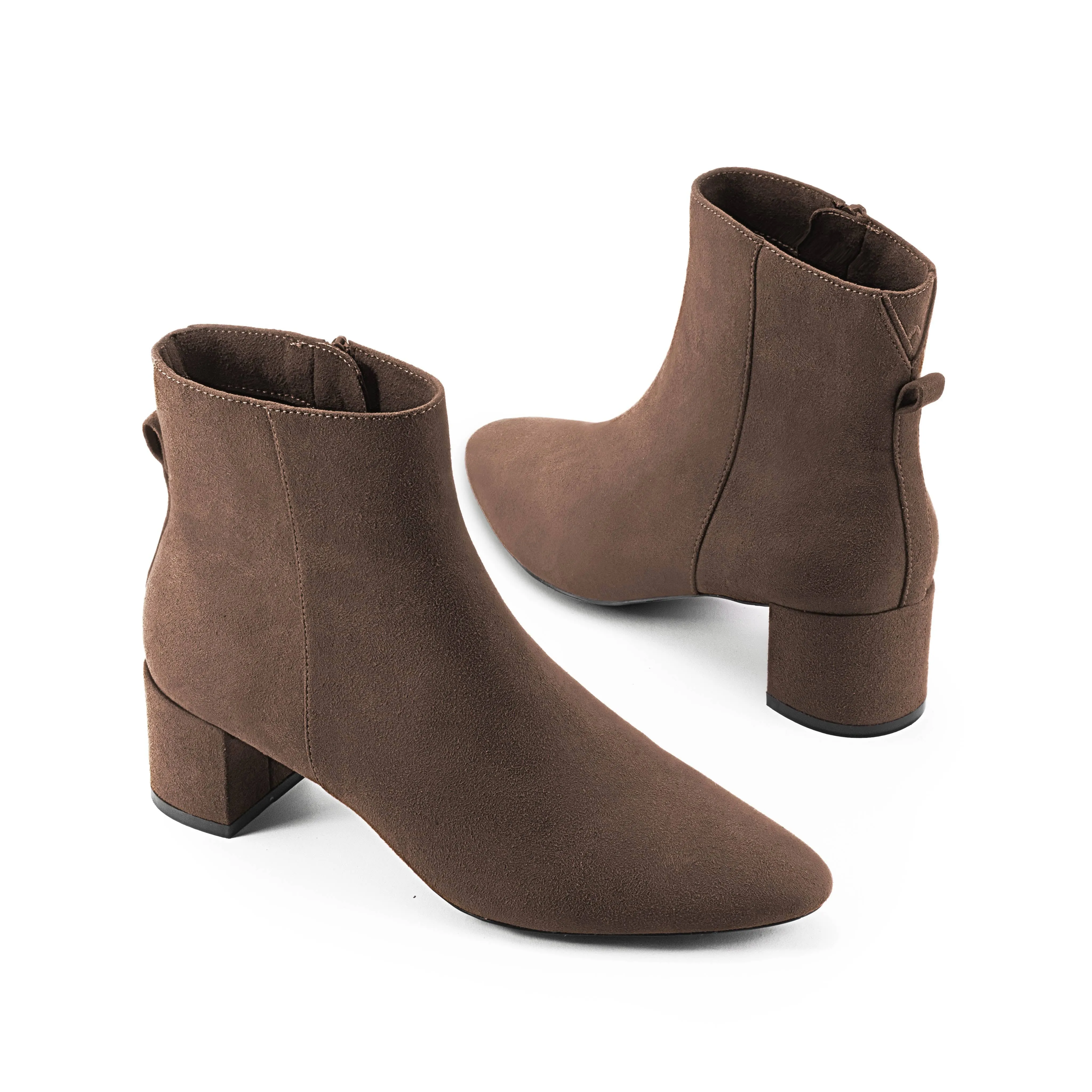 Hedy Vegan Suede Ankle Boots | Sepia