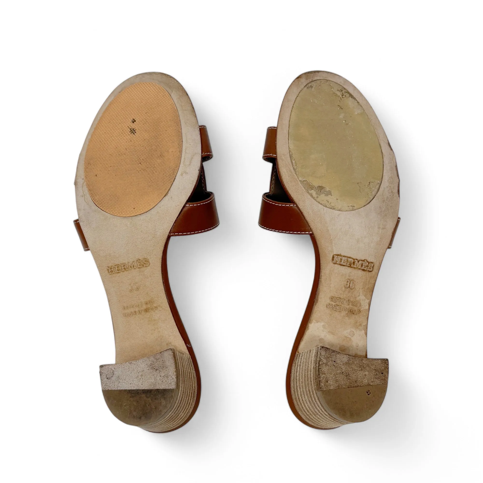 Hermes Gold Oasis Sandals 36
