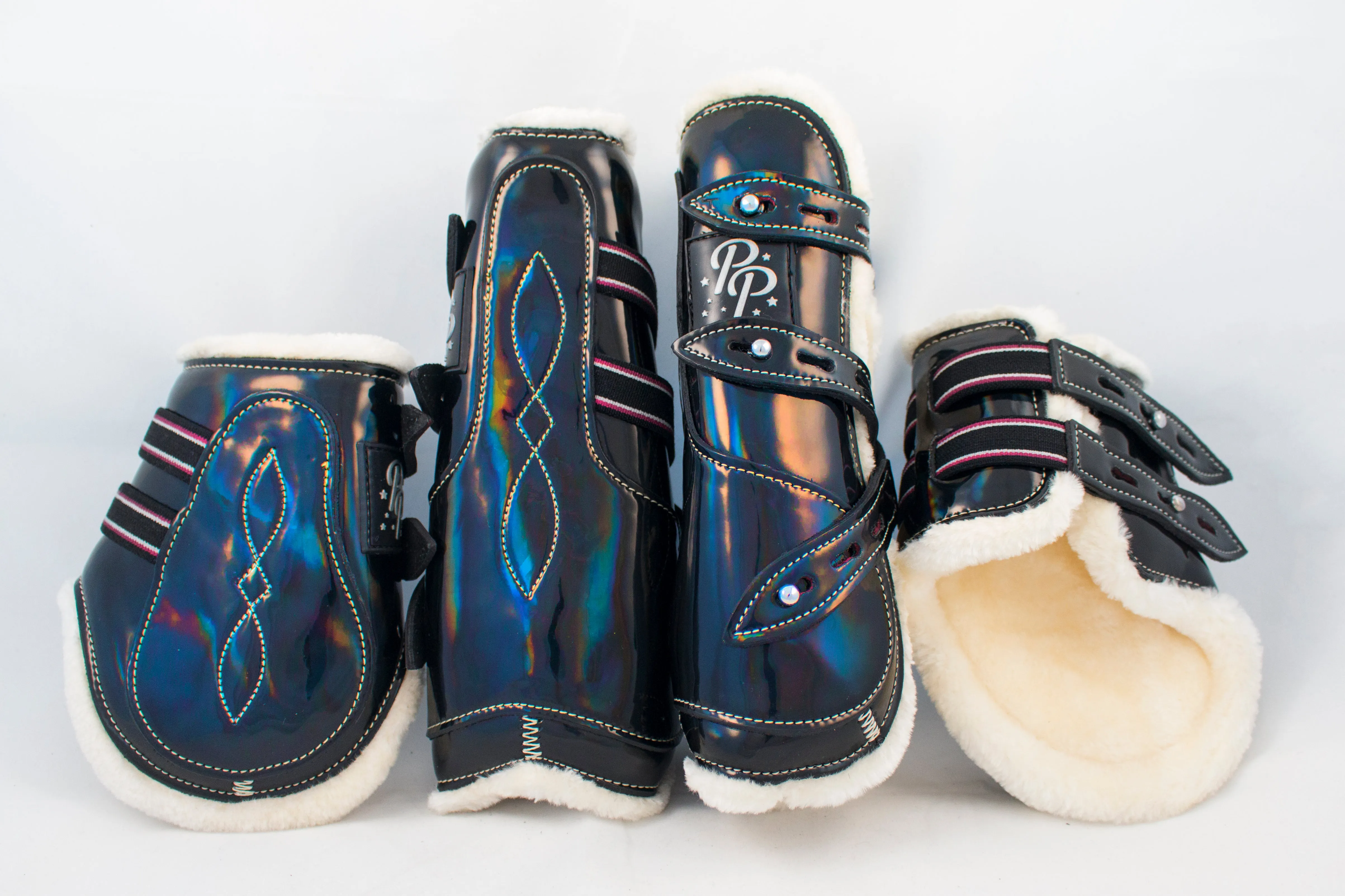 Holo and Glitter Open Front Boots - Set of four