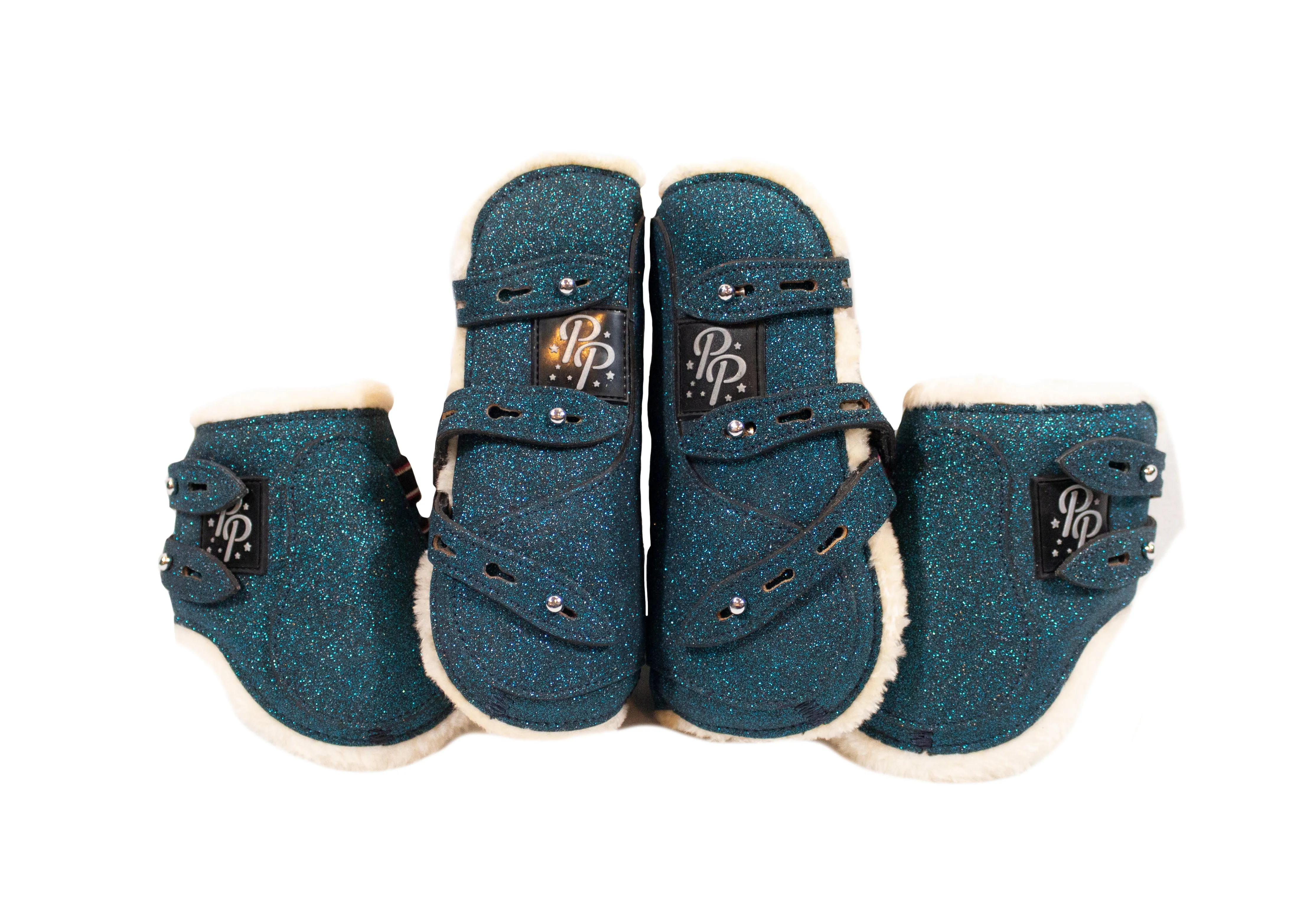 Holo and Glitter Open Front Boots - Set of four