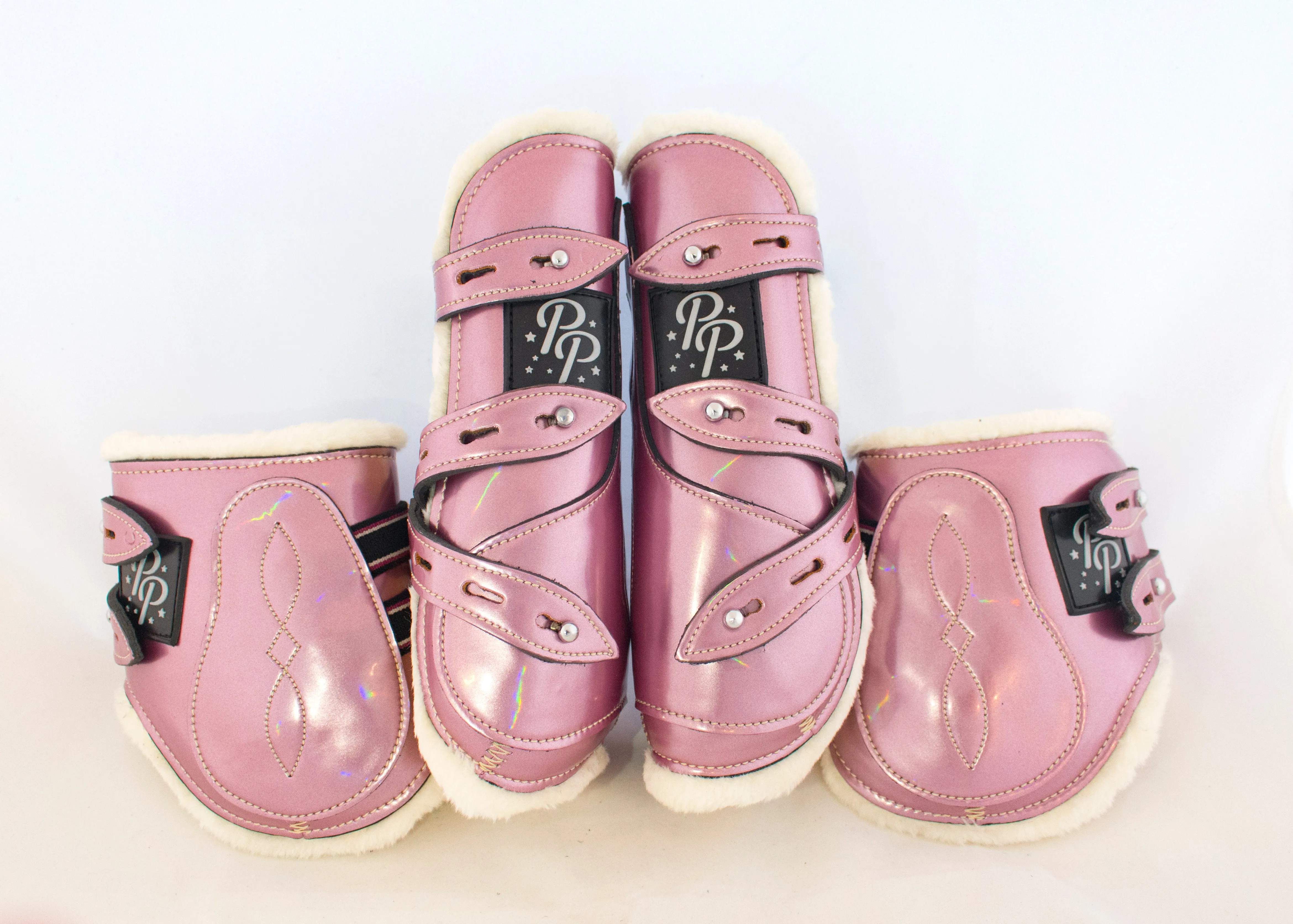 Holo and Glitter Open Front Boots - Set of four
