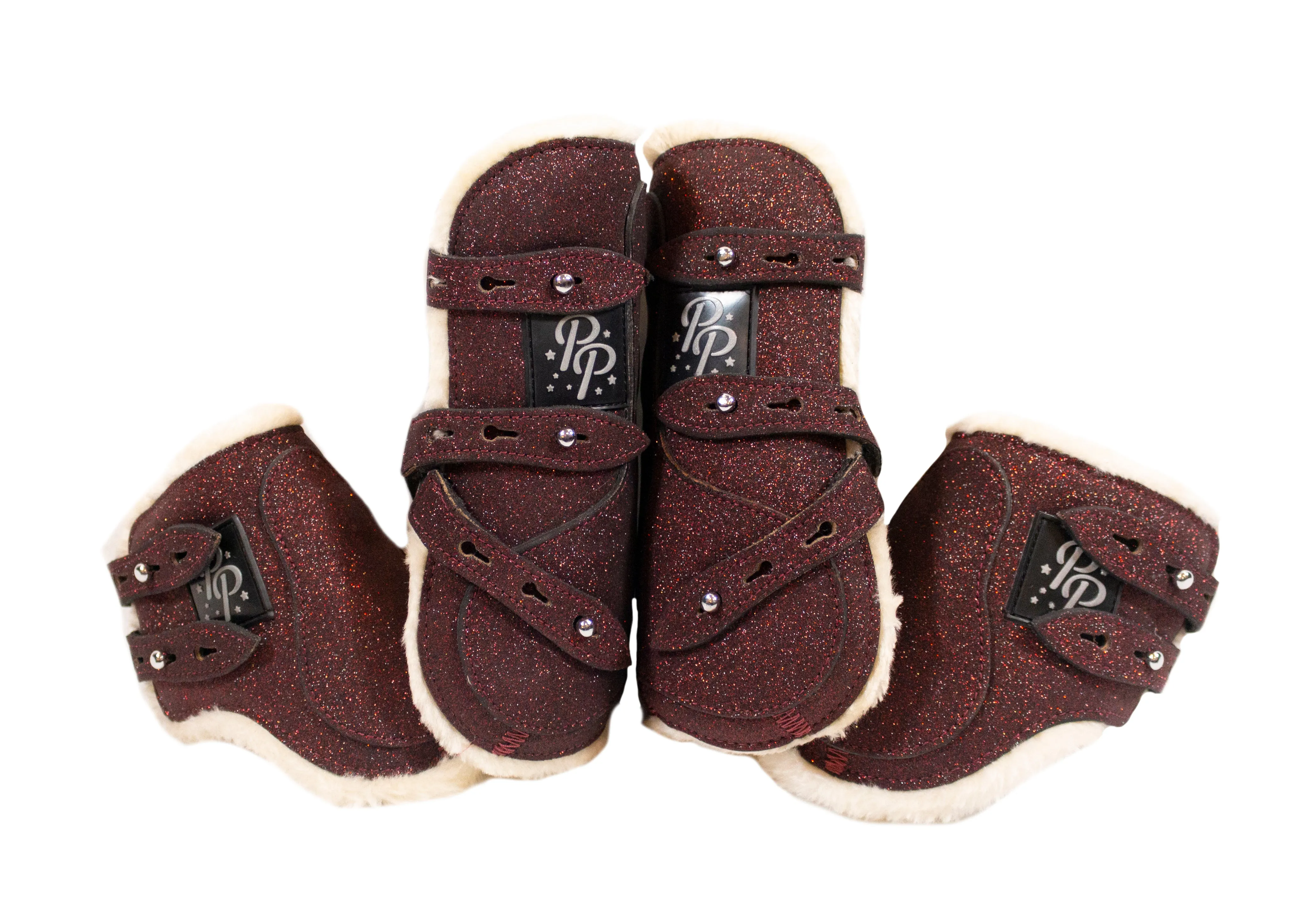 Holo and Glitter Open Front Boots - Set of four