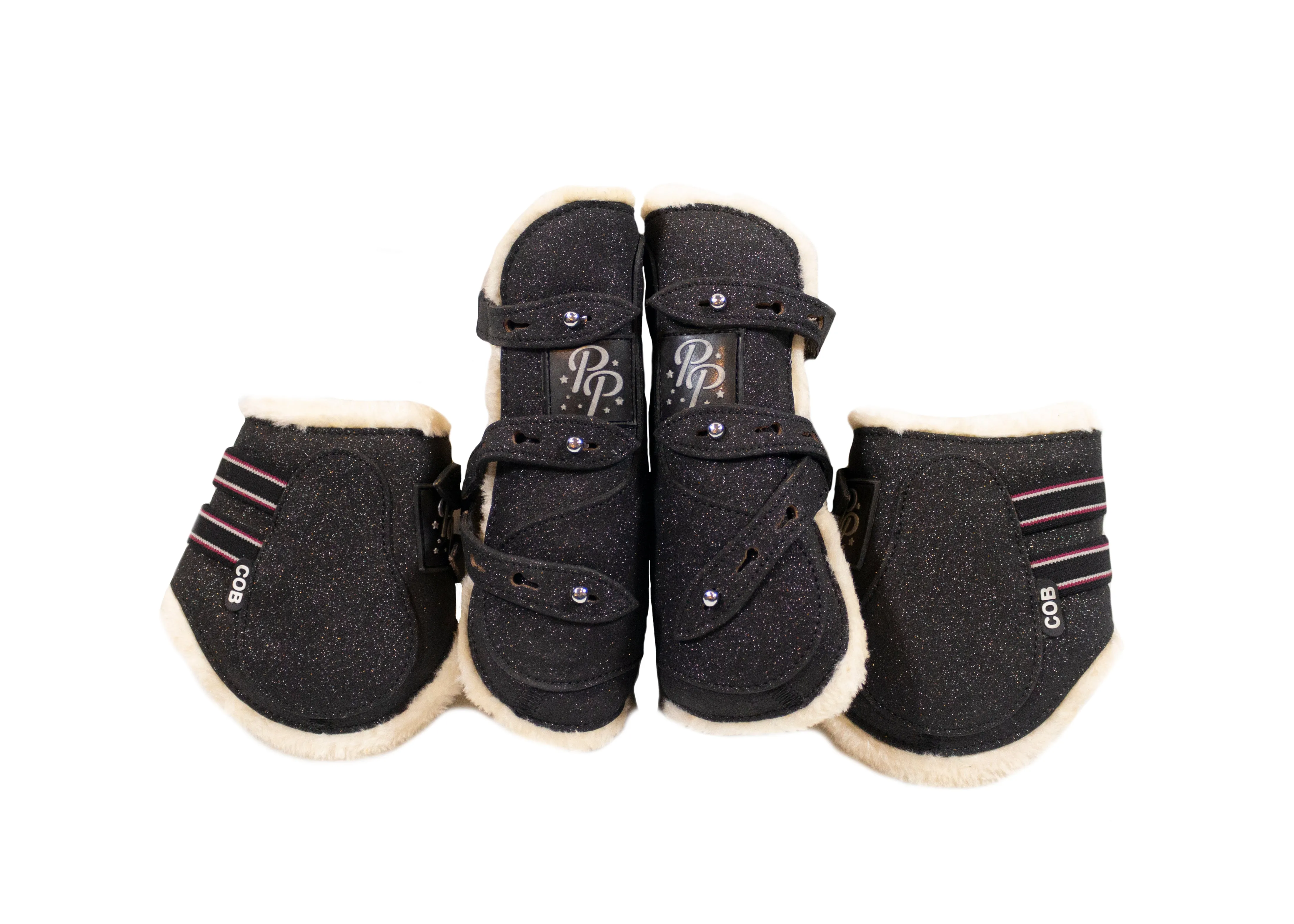 Holo and Glitter Open Front Boots - Set of four