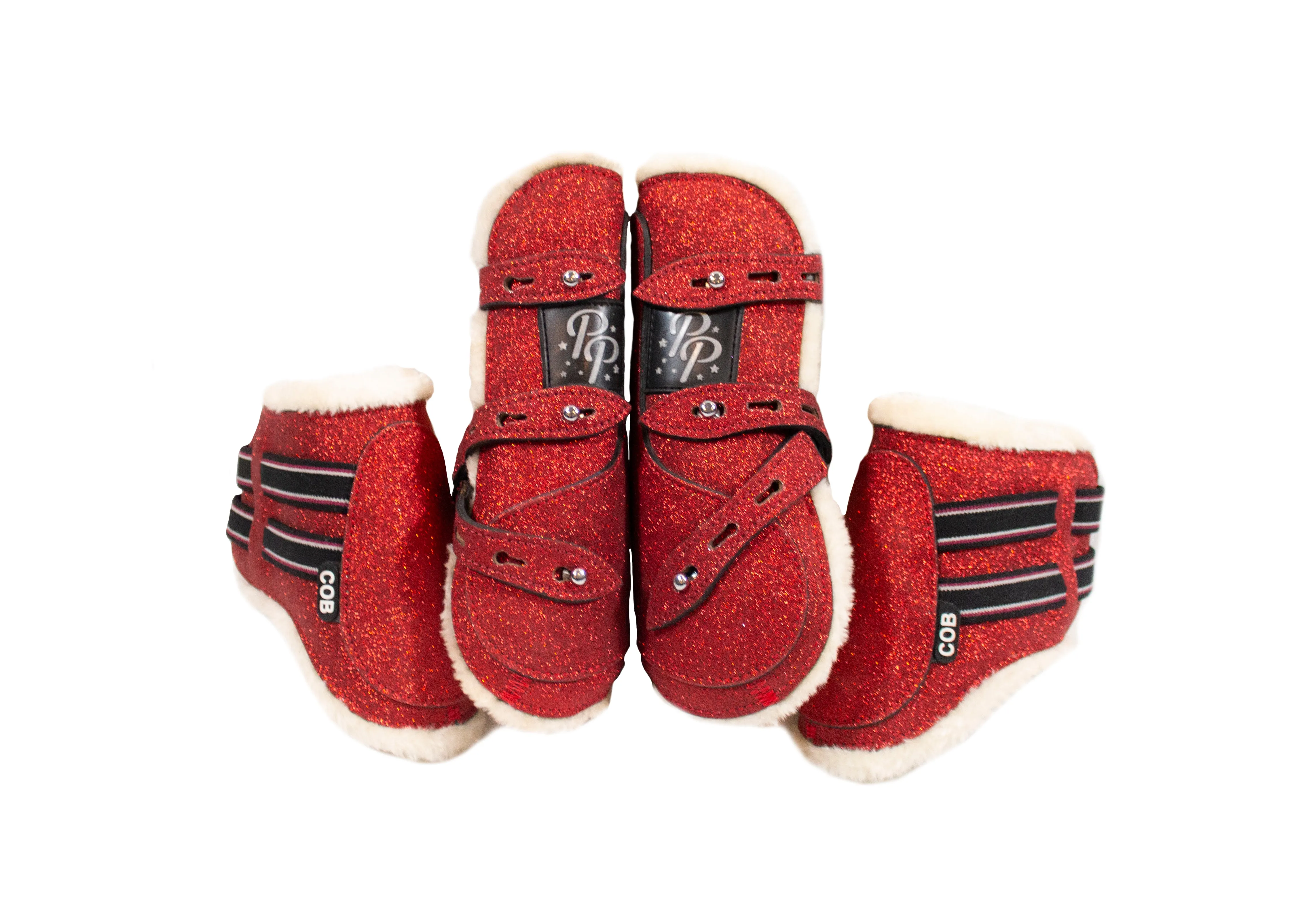 Holo and Glitter Open Front Boots - Set of four