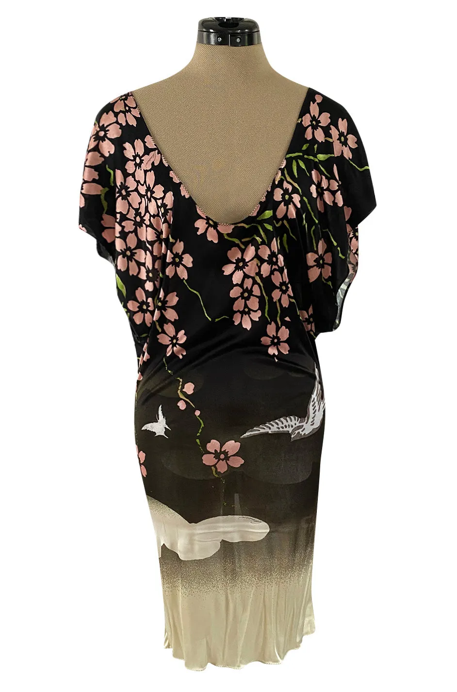 Iconic Spring 2003 Gucci by Tom Ford Runway Cherry Blossom Kimono Mini Dress