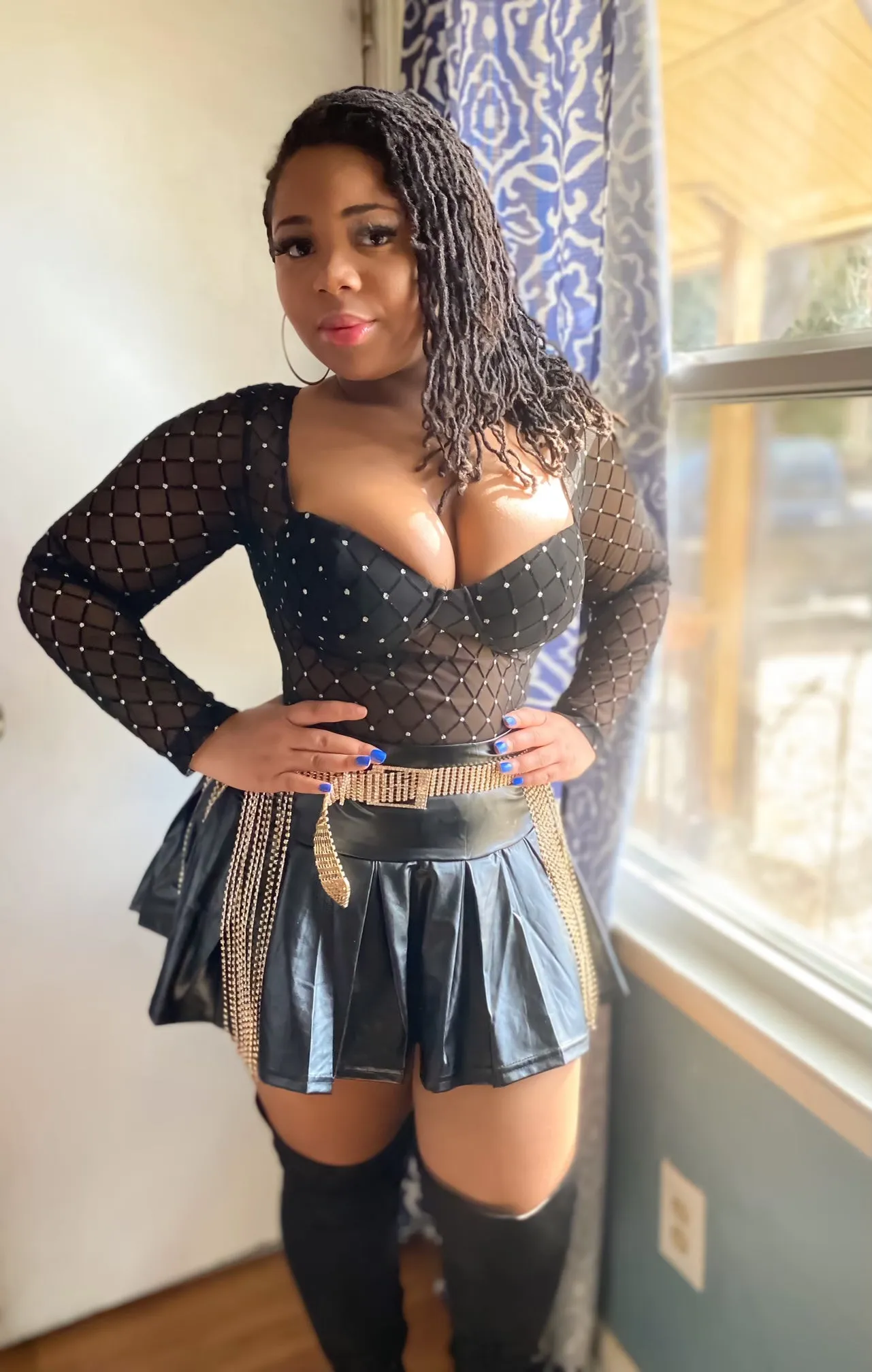 Leather Skater Skirt! Stretchy! HighWaisted