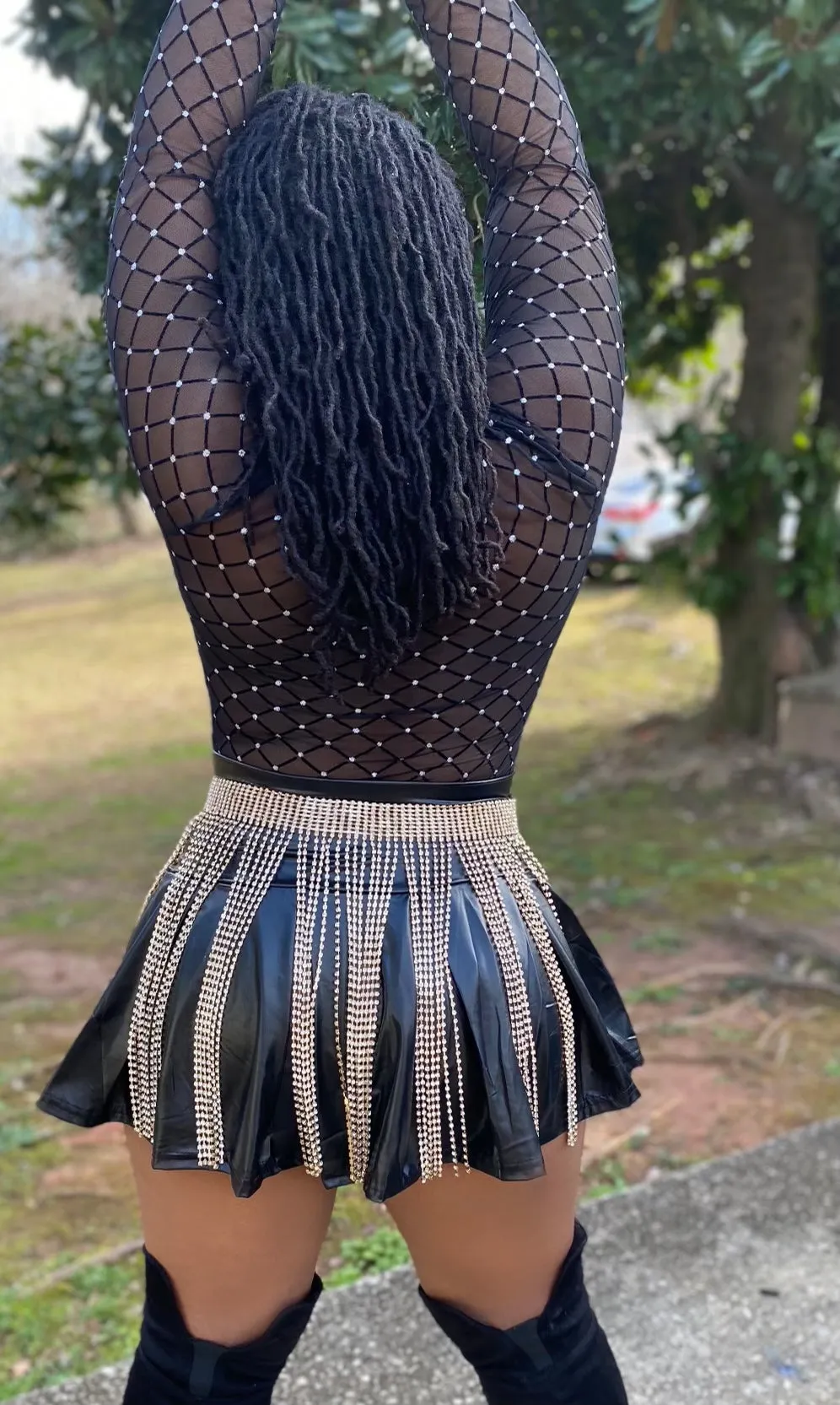 Leather Skater Skirt! Stretchy! HighWaisted