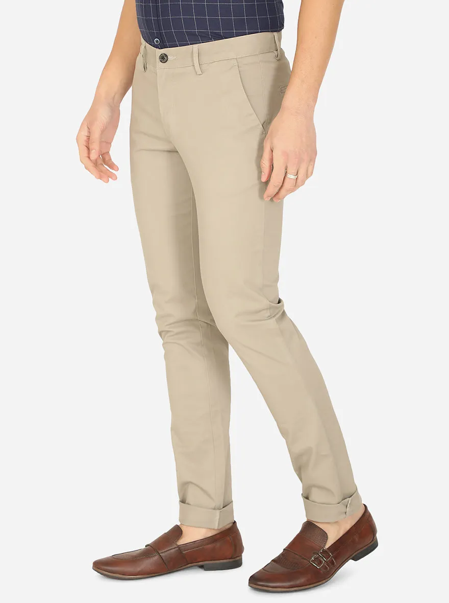 Light Grey Solid Uno Fit Casual Trouser | JadeBlue
