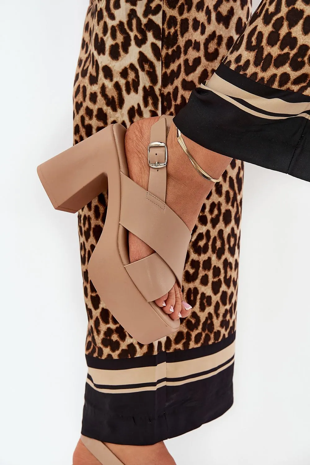 Lightweight eco leather heel sandals