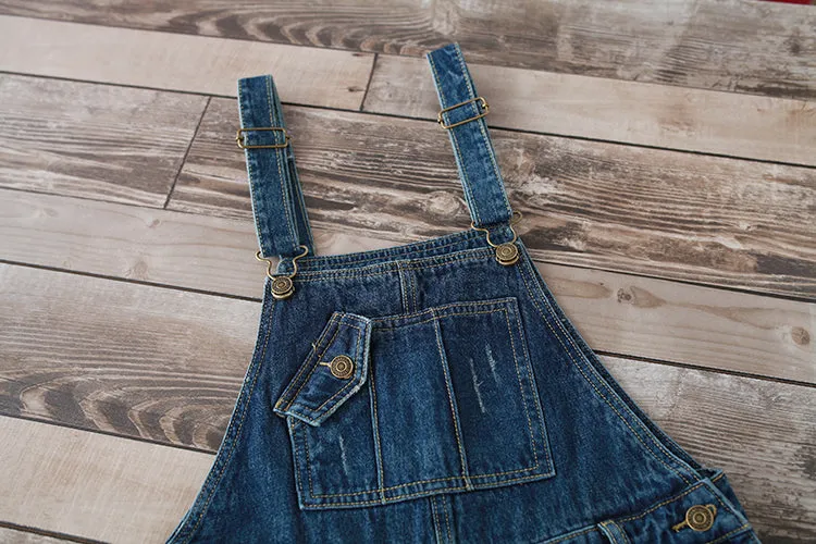 Loose-Fit Denim Overalls