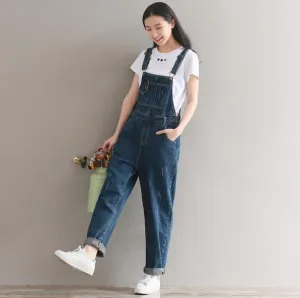 Loose-Fit Denim Overalls