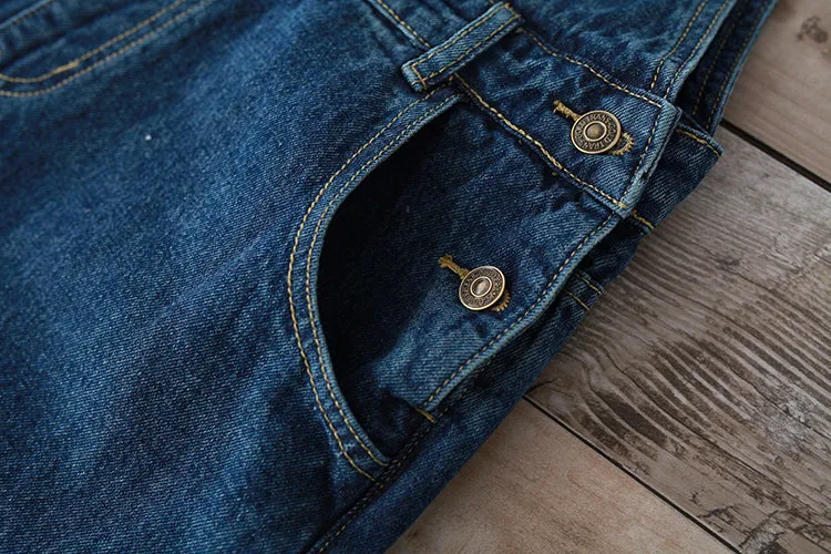 Loose-Fit Denim Overalls