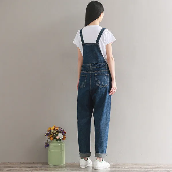 Loose-Fit Denim Overalls