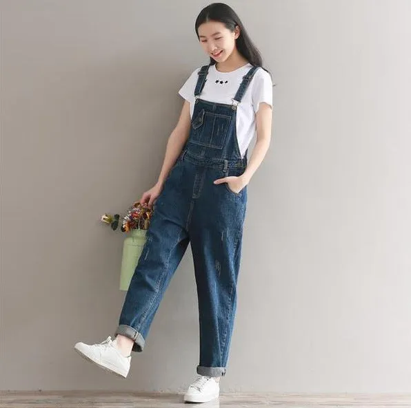 Loose-Fit Denim Overalls