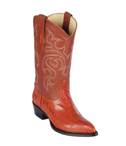 Los Altos Genuine Ostrich Leg J Toe Boot in Cognac