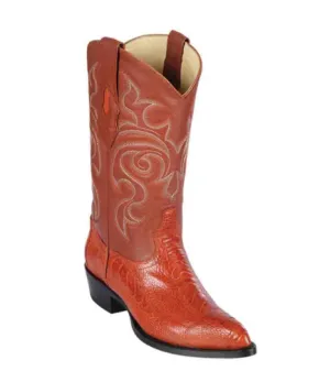 Los Altos Genuine Ostrich Leg J Toe Boot in Cognac
