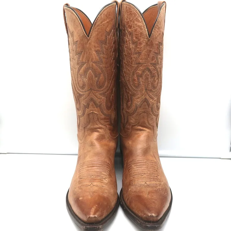Lucchese Lewis Cowboy Boots Tan Leather Size 9 D