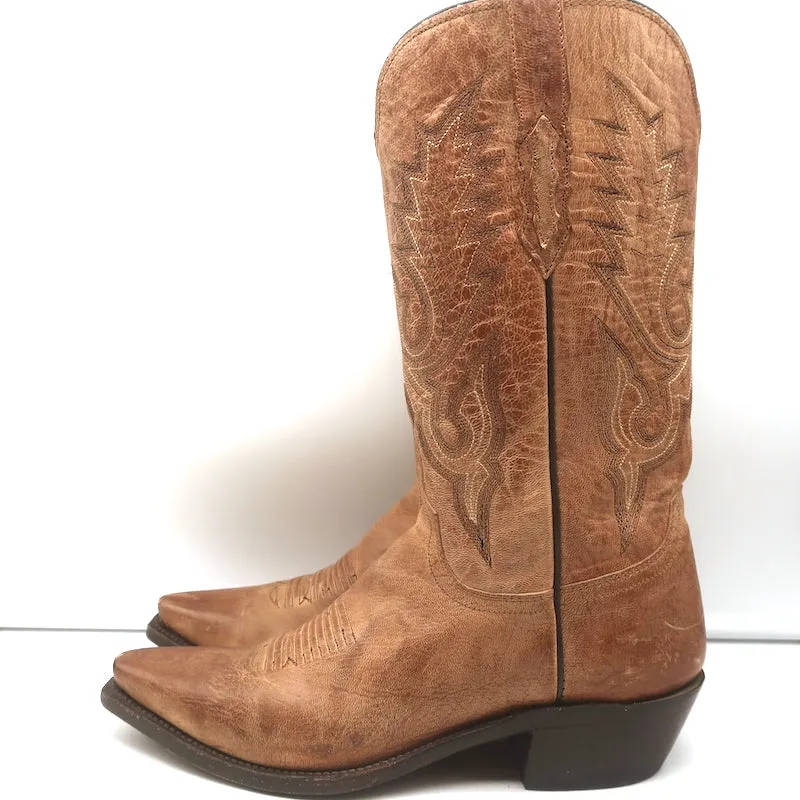 Lucchese Lewis Cowboy Boots Tan Leather Size 9 D