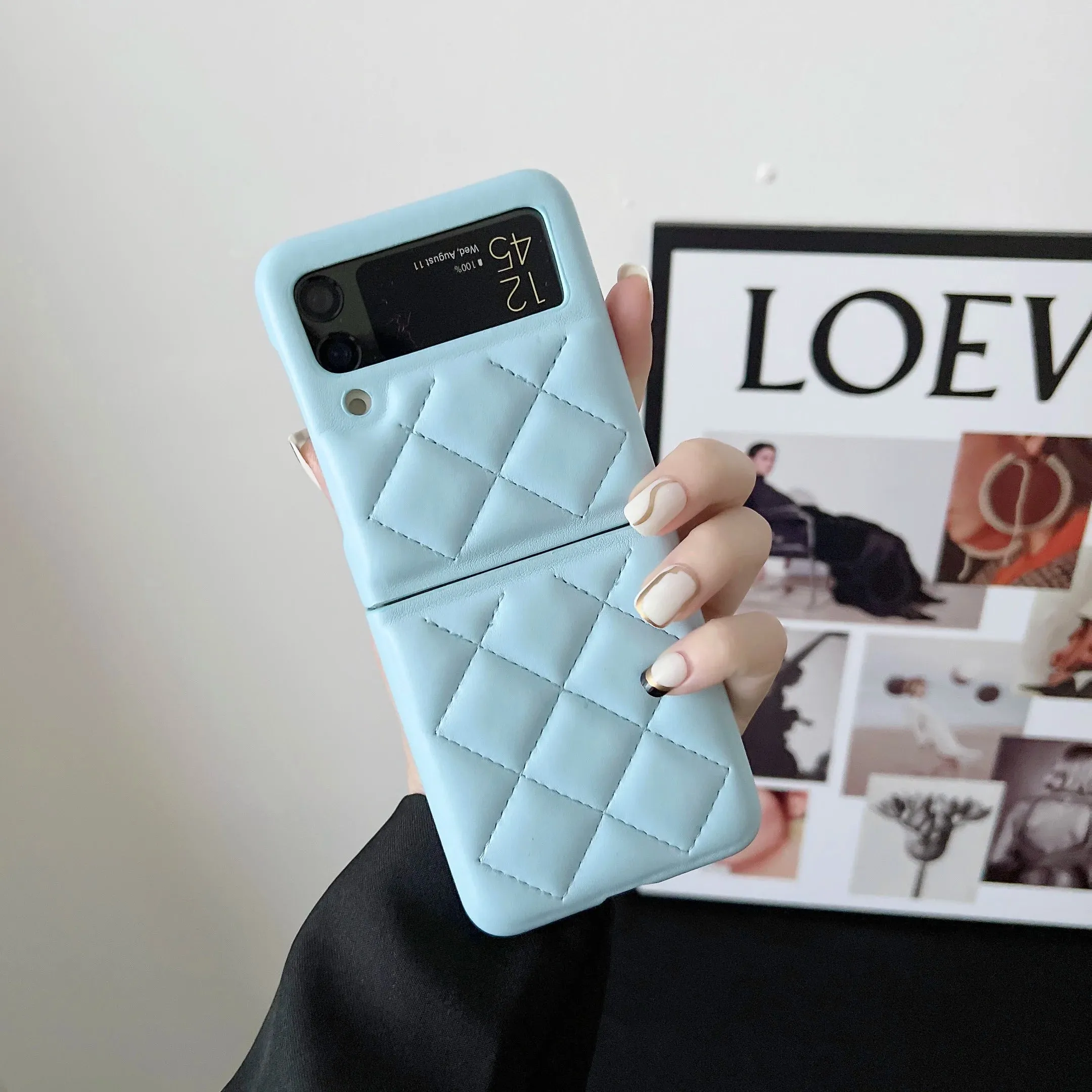 Luxury Leather Down Jacket The Puffer Phone Case For Samsung Galaxy Z Flip 3 5G Candy Color Shockproof Back Bumper Shell