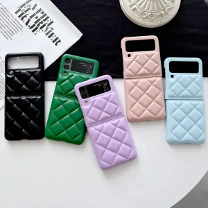 Luxury Leather Down Jacket The Puffer Phone Case For Samsung Galaxy Z Flip 3 5G Candy Color Shockproof Back Bumper Shell