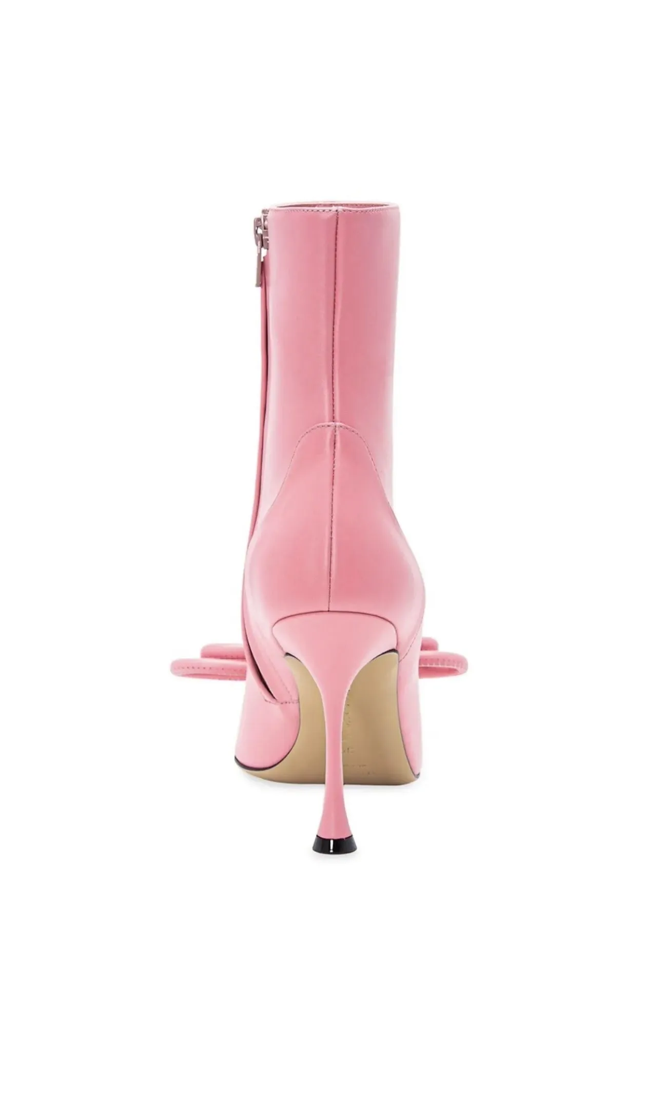 Mach & Mach Double Bow Pink Leather Pointed Toe Boots Booties