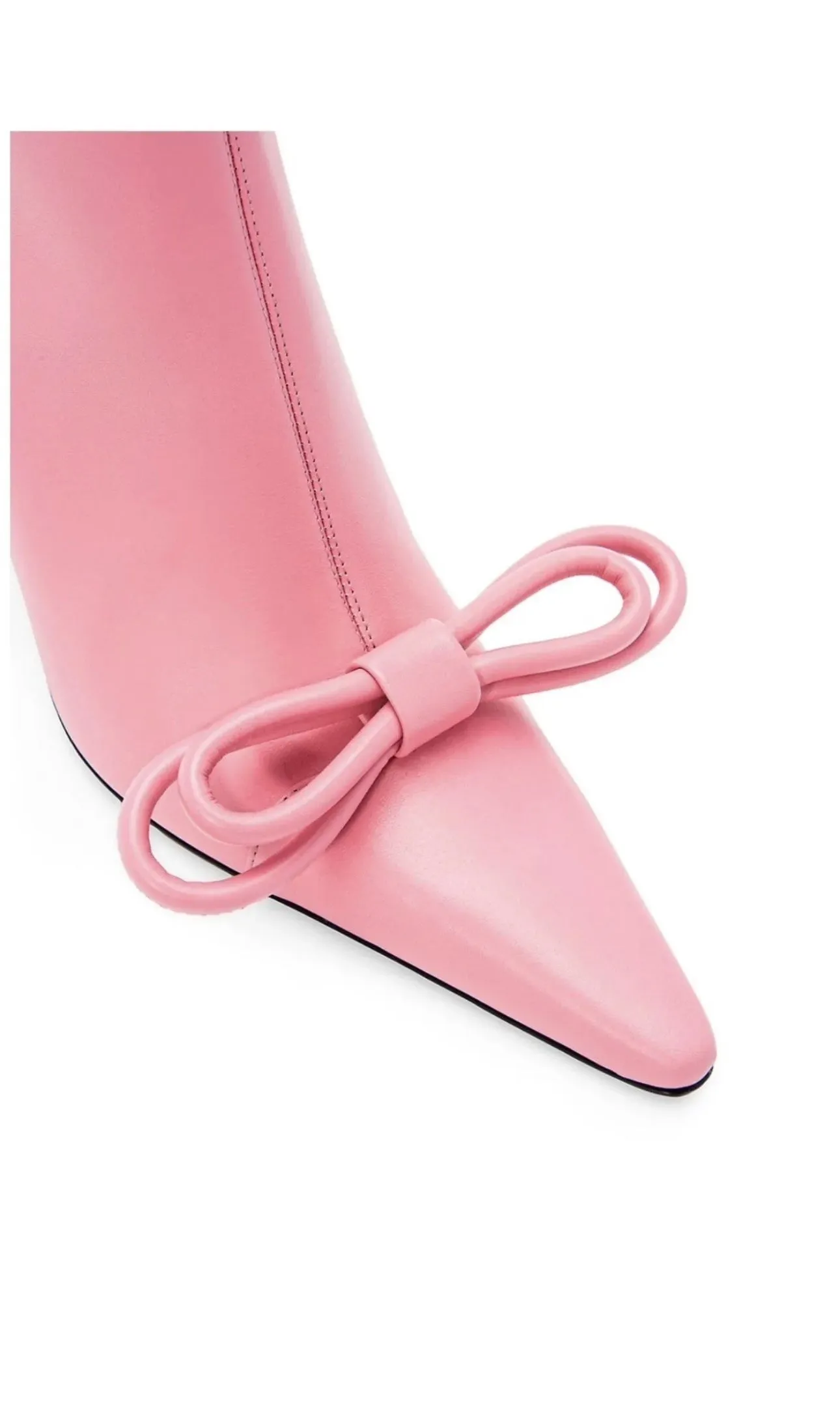 Mach & Mach Double Bow Pink Leather Pointed Toe Boots Booties