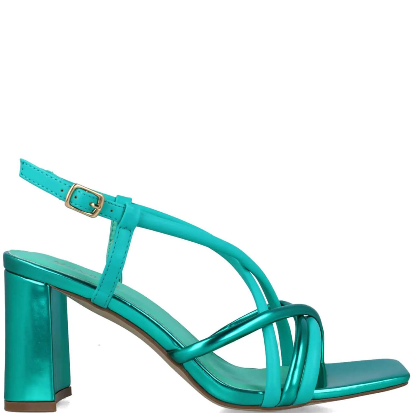Menbur Green Strappy Block Heel Sandals