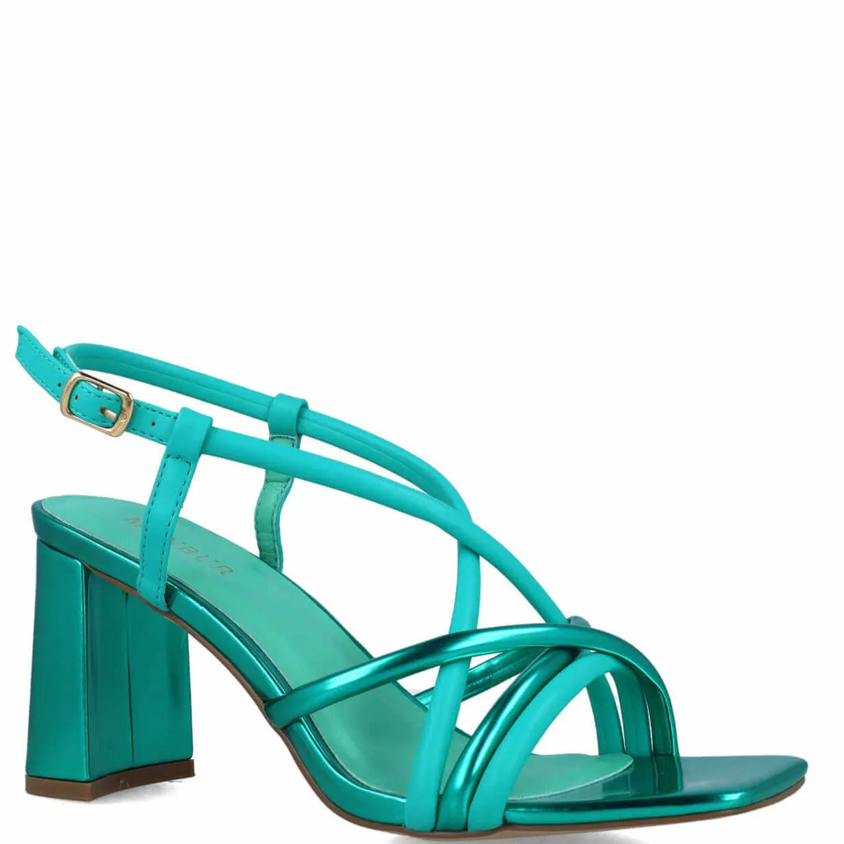 Menbur Green Strappy Block Heel Sandals