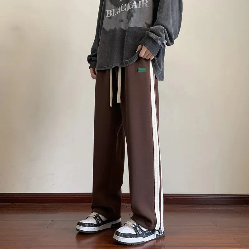 Men's Striped Slit Pants - Wide Leg Spring/Autumn Trousers for High Street Fashion
