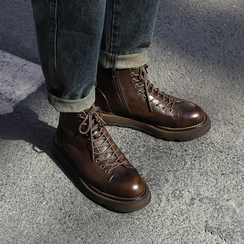 Men's trend heightening soft bottom martin boots
