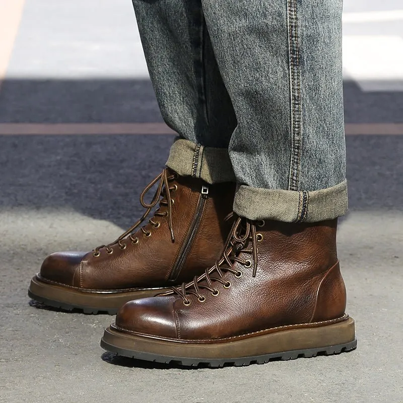 Men's trend heightening soft bottom martin boots