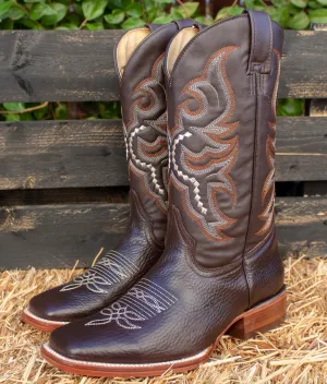 MENS WESTERN LEATHER SQUARE TOE RODEO COWBOY BOOTS