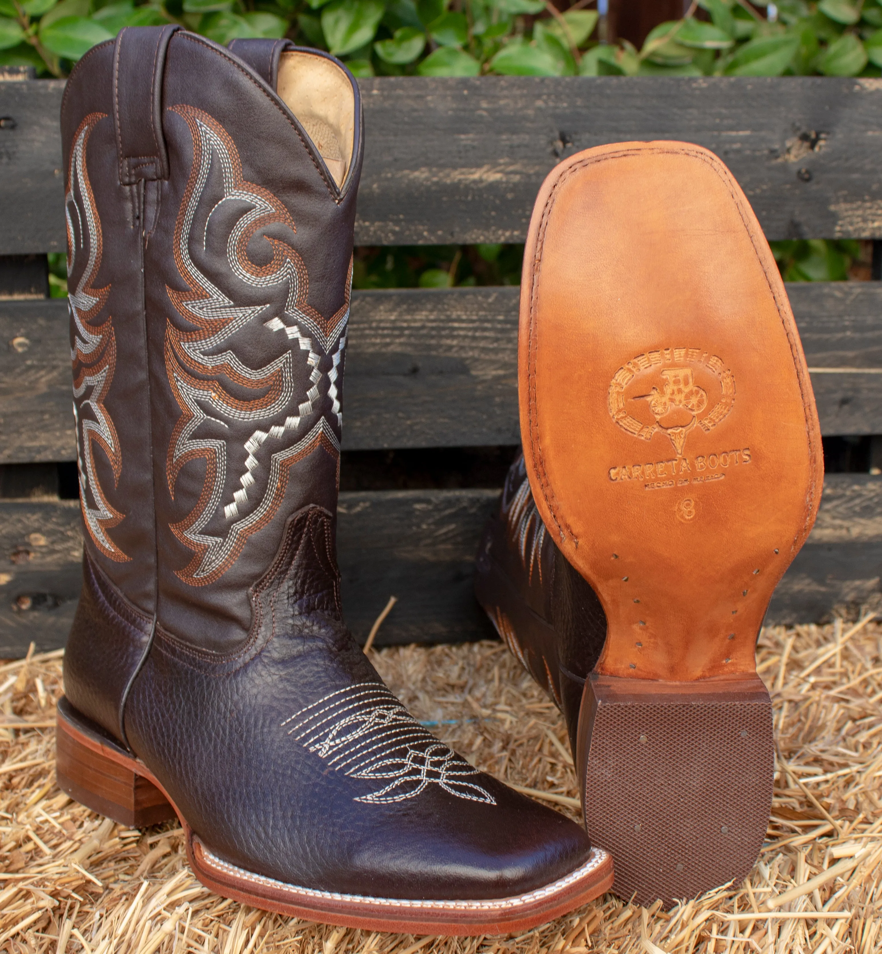 MENS WESTERN LEATHER SQUARE TOE RODEO COWBOY BOOTS