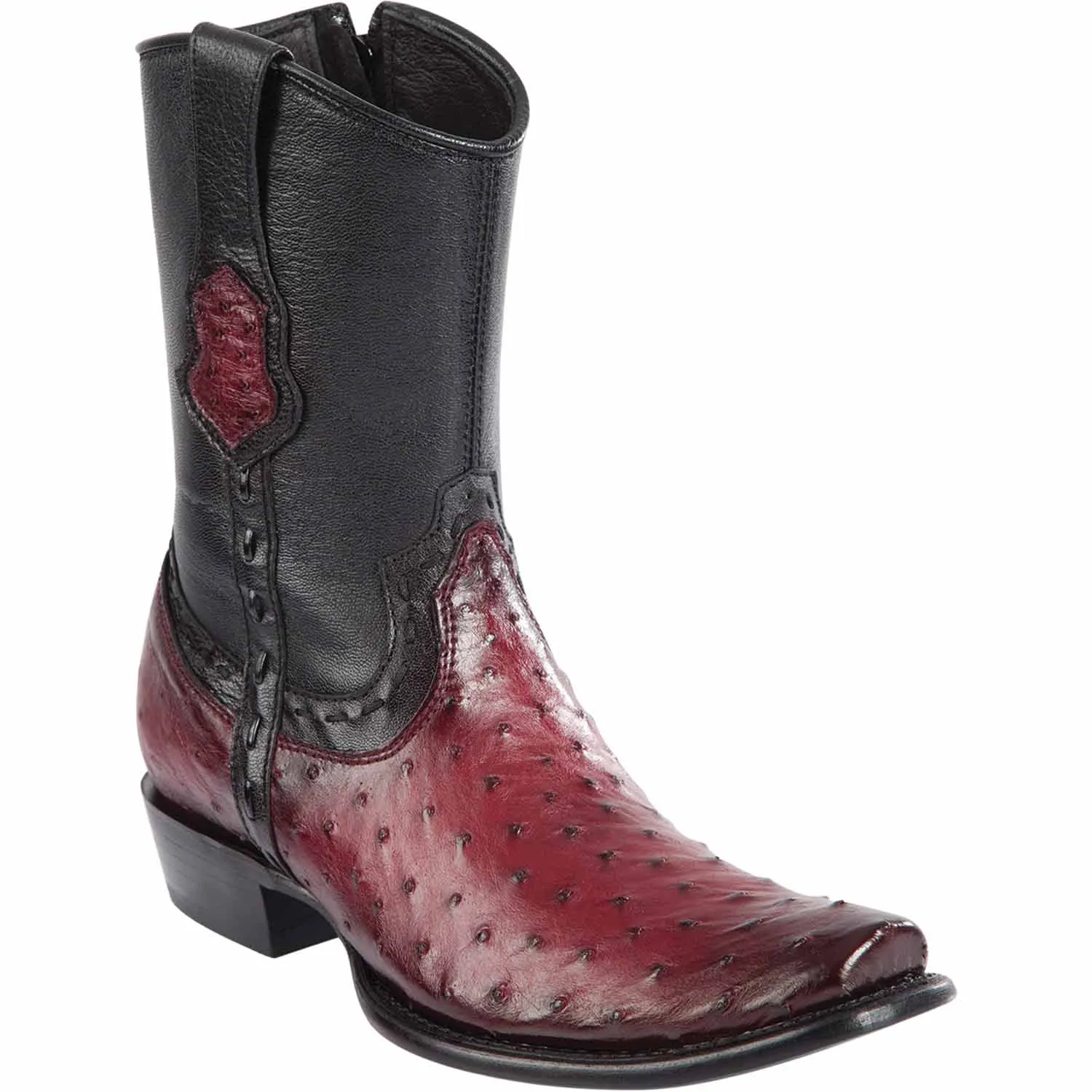 Men's Wild West Ostrich Skin Dubai Toe Short Boots 279B03