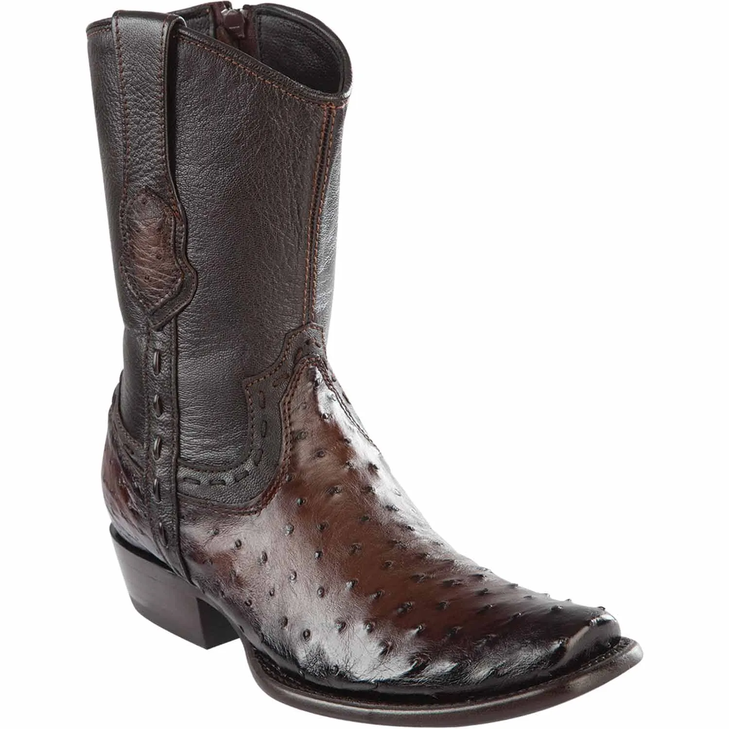 Men's Wild West Ostrich Skin Dubai Toe Short Boots 279B03