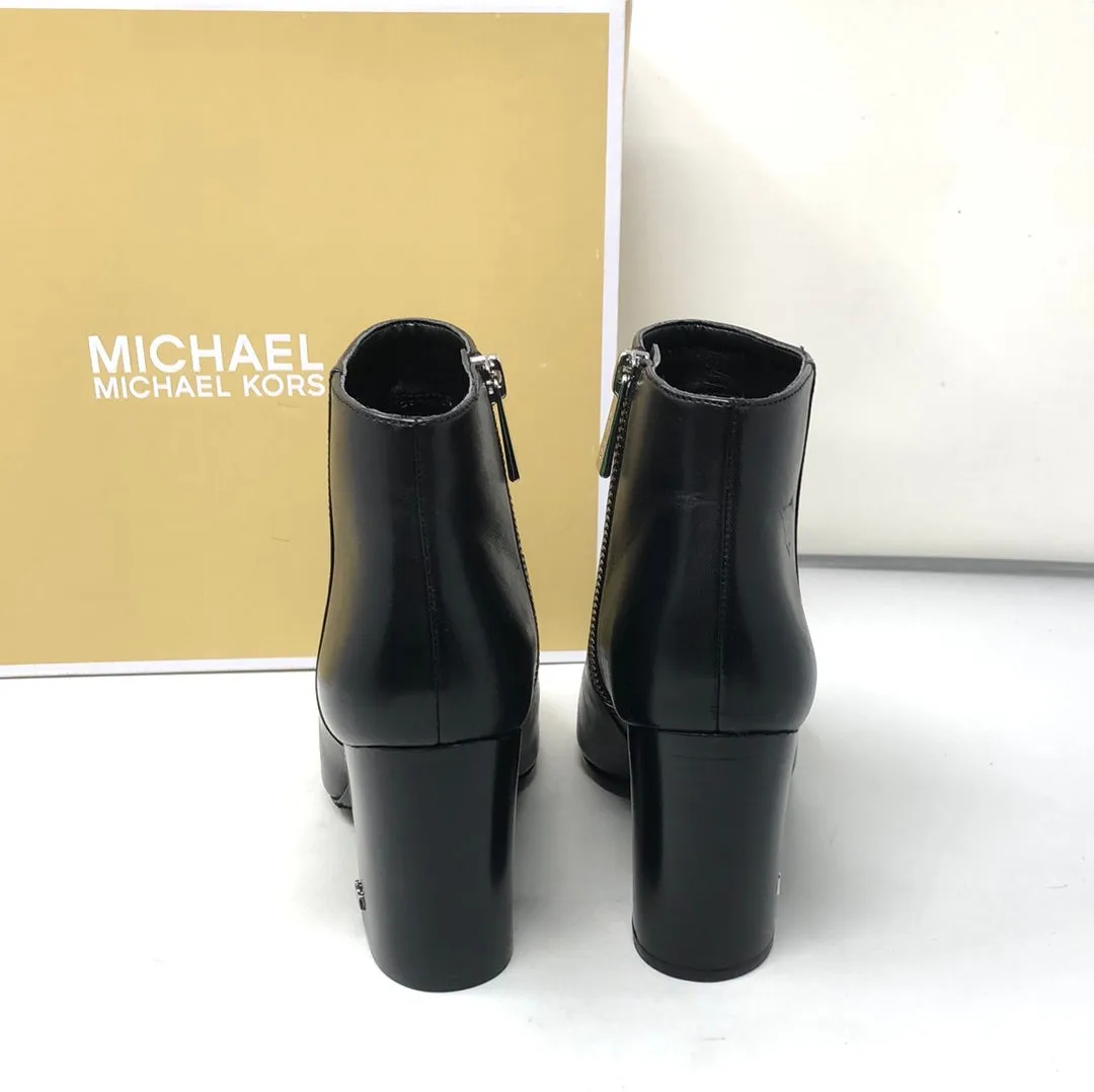 Michael Kors Black Leather Side Zip Bootie 'Elaine'