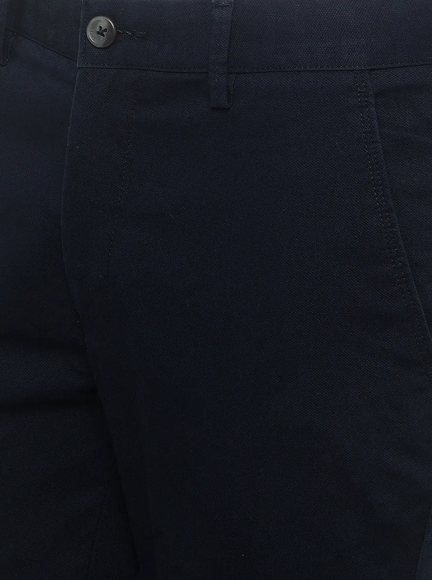 Navy Blue Solid Super Slim Fit Casual Trouser | Greenfibre